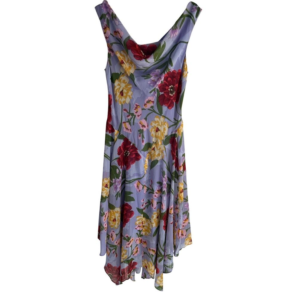 VTG Robbie Bee Size‎ 8 Sleeveless Floral Midi Dress Cowl Neck Handkerchief Hem